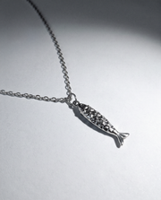 Fish chain necklace for men, men's fish necklace with link chain, stainless steel silver tone pendant fisherman gift for him