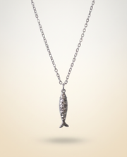 Fish chain necklace for men, men's fish necklace with link chain, stainless steel silver tone pendant fisherman gift for him