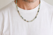 Amazonite necklace for men, beaded necklace, men's necklace with stone beads, 6mm beads, good luck, adjustable, gift for him, mens jewelry
