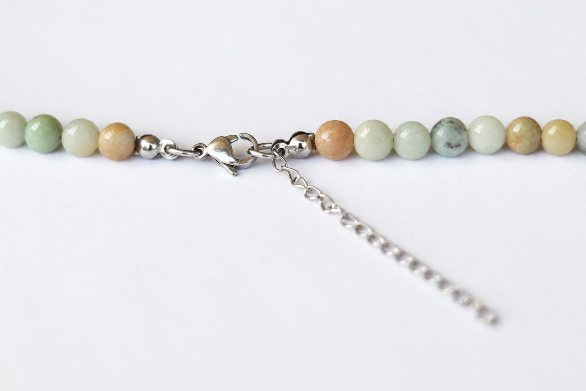 Amazonite necklace for men, beaded necklace, men's necklace with stone beads, 6mm beads, good luck, adjustable, gift for him, mens jewelry