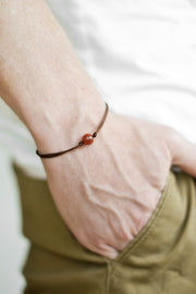 August birthstone bracelet for men, Sardonyx Agates bead brown bead stone, Christmas gift for him