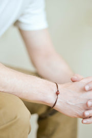 August birthstone bracelet for men, Sardonyx Agates bead brown bead stone, Christmas gift for him