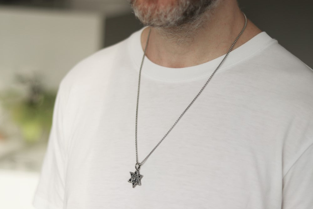 Star of David necklace for men am yisrael chai lion jewish gift from Israel