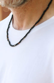 black botswana agate beads necklace for men