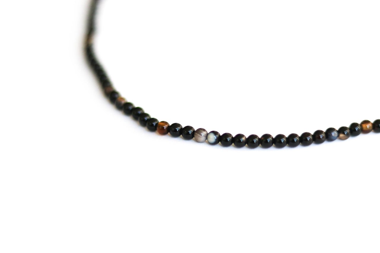 black botswana agate beads necklace for men