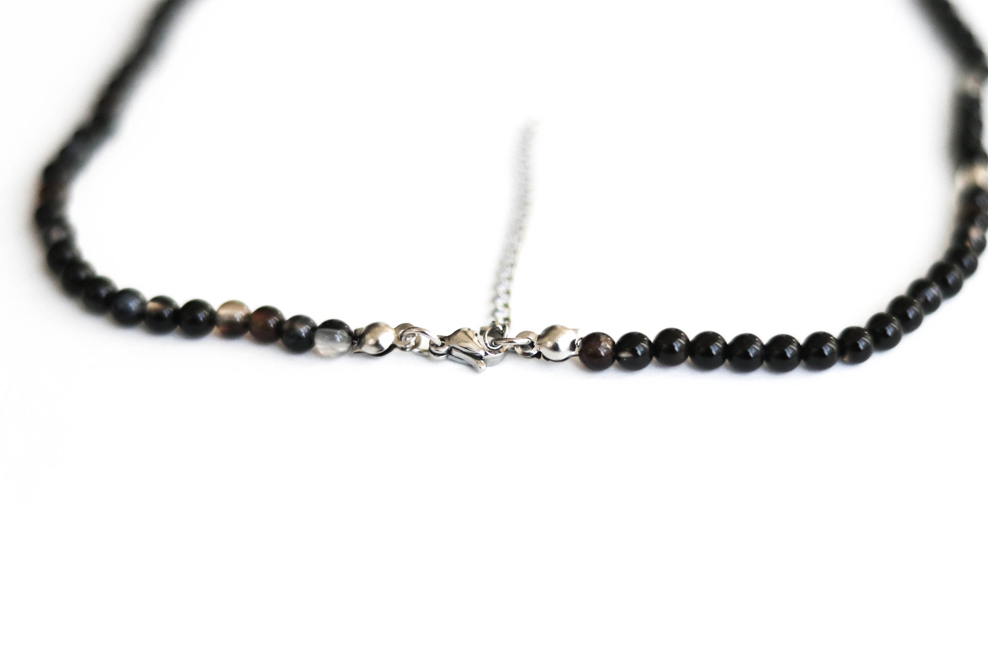 black botswana agate beads necklace for men