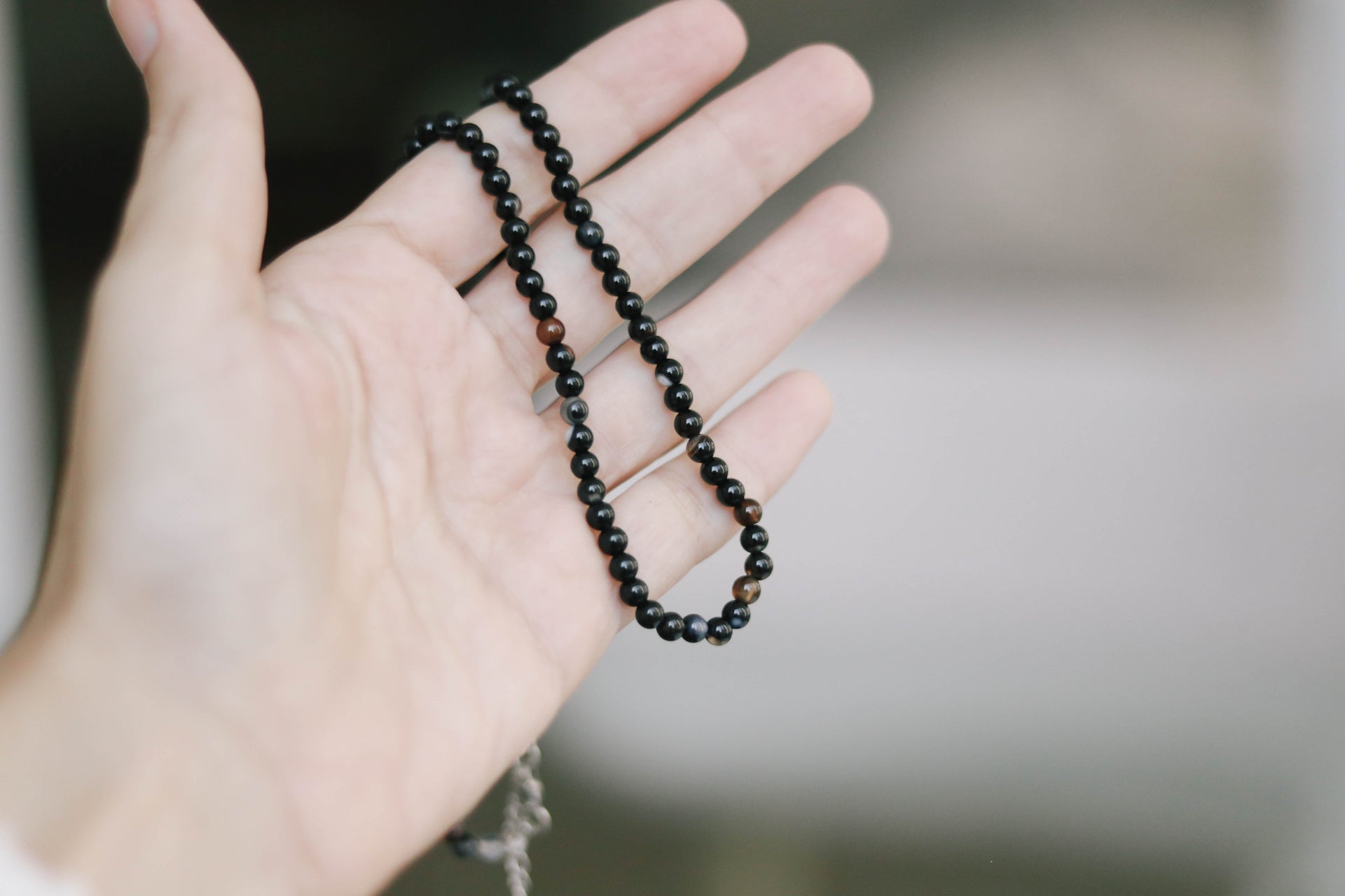 black botswana agate beads necklace for men