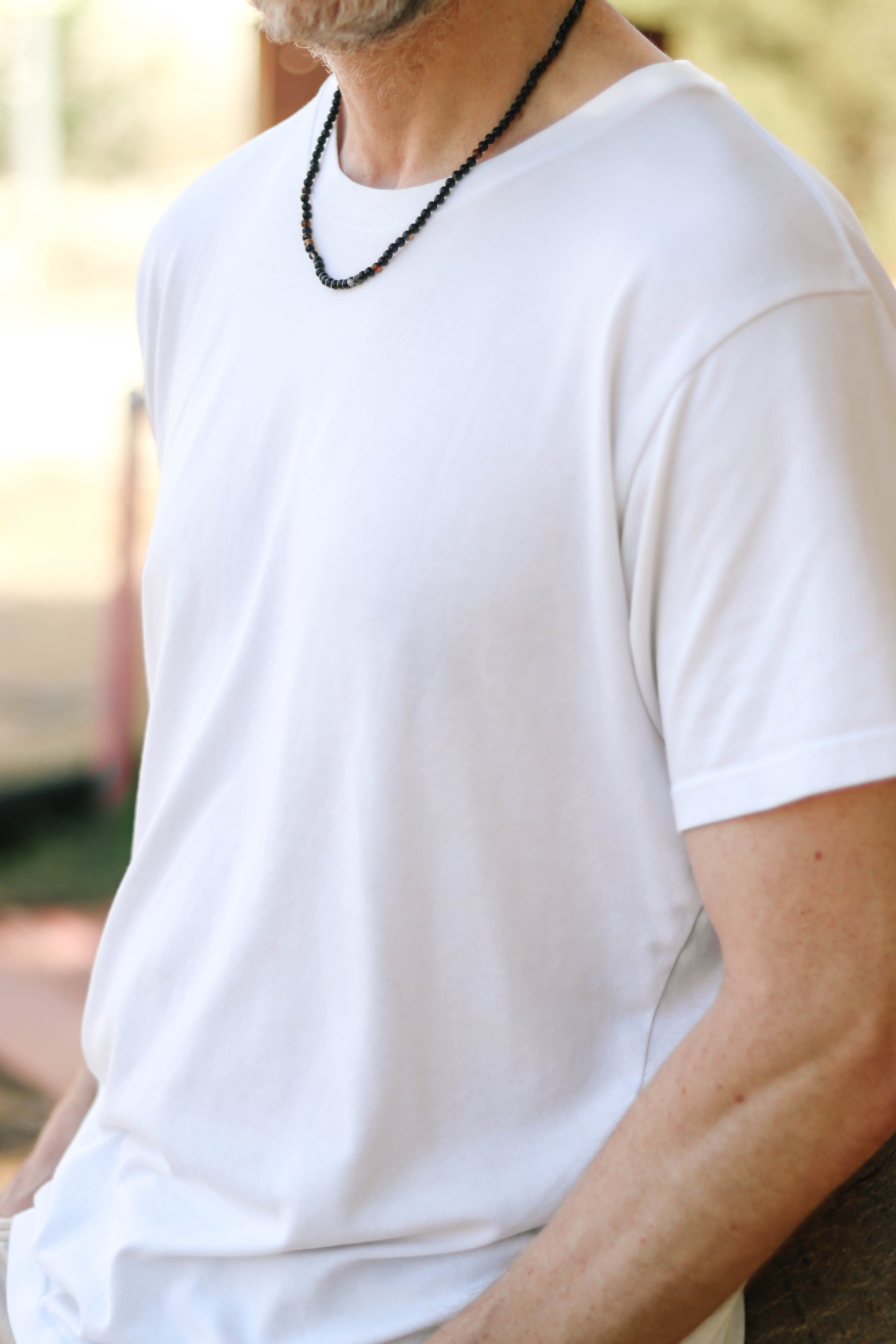 black botswana agate beads necklace for men