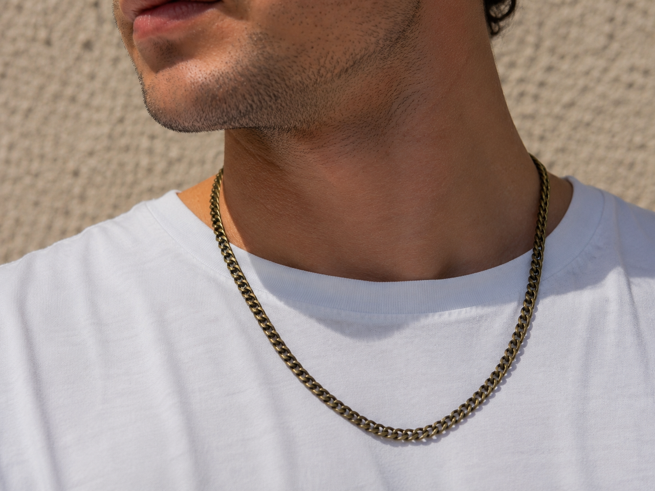 Chain necklace for men, bronze tone cable chain, gift for him, casual everyday mens jewelry, custom length size