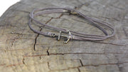 Brown wrap anklet with an anchor bronze charm - shani-adi-jewerly