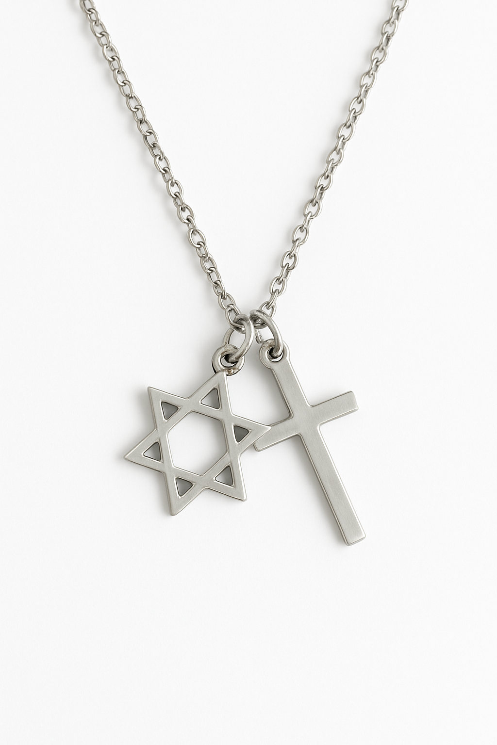 Cross and Star of David necklace for men stainless steel chain Interfaith Necklace Interfaith couples jewelry unity coexistence spiritual