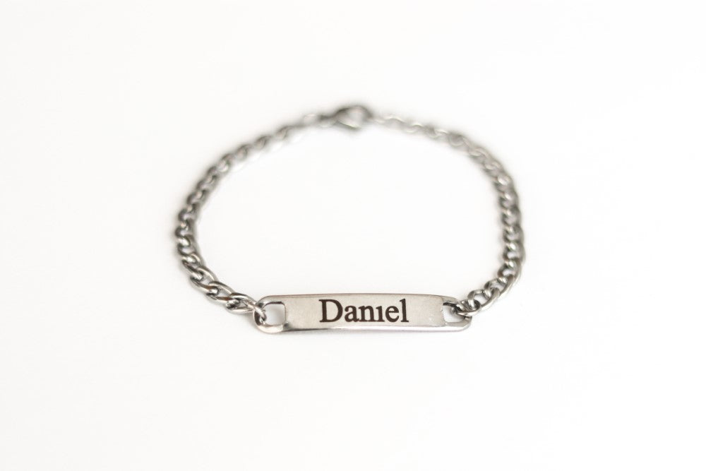 Personalized Men's Bracelet, Engraved Name Bracelet For Men, Stainless Steel Chain, Silver Initial Bracelet for him, Gift for Father Husband