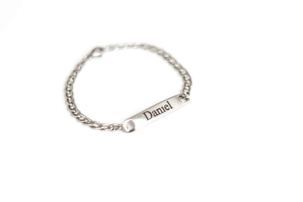 Personalized Men's Bracelet, Engraved Name Bracelet For Men, Stainless Steel Chain, Silver Initial Bracelet for him, Gift for Father Husband