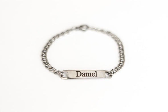 Personalized Men's Bracelet, Engraved Name Bracelet For Men, Stainless Steel Chain, Silver Initial Bracelet for him, Gift for Father Husband