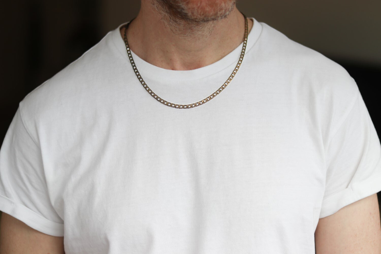 Bronze link chain necklace for men, men's necklace, flat cable chain,