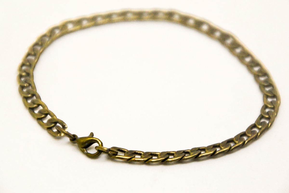 Bronze tone chain bracelet for men, flat cuban chain, gift for him, minimalist everyday casual men's jewelry