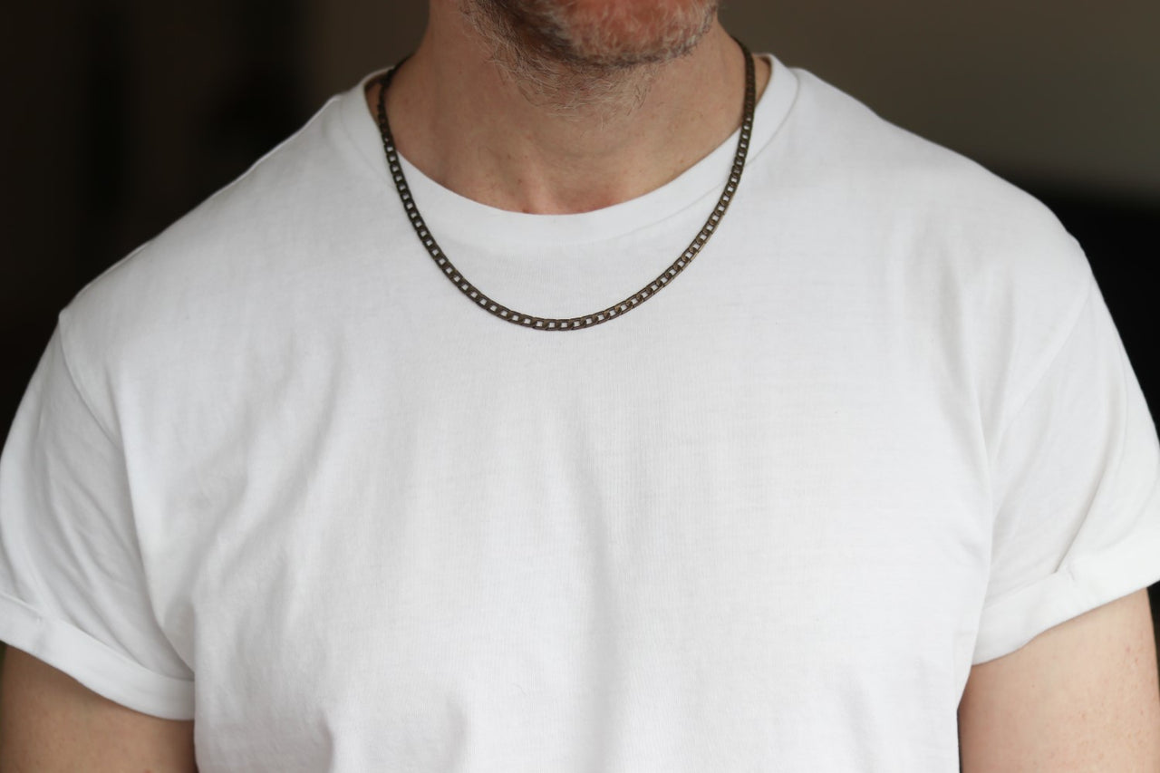Bronze link chain necklace for men, men's necklace, flat cable chain, gift for him, minimalist mens jewelry, fathers day gift, custom size
