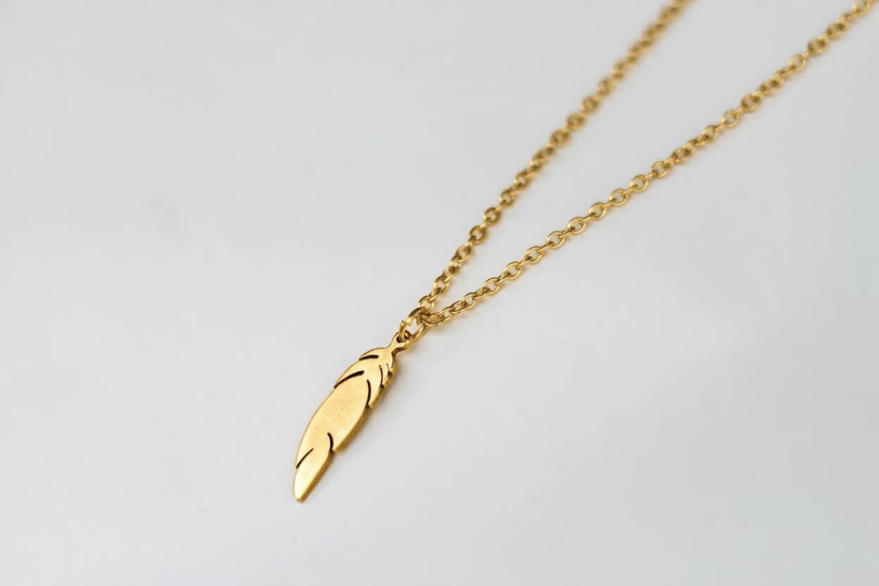 gold feather chain necklace for men