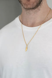 gold feather chain necklace for men