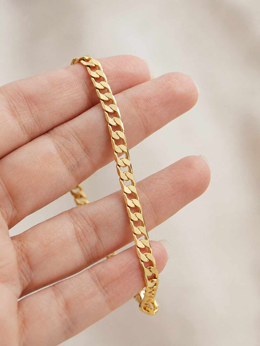 Gold plated chain bracelet for women, gift for her