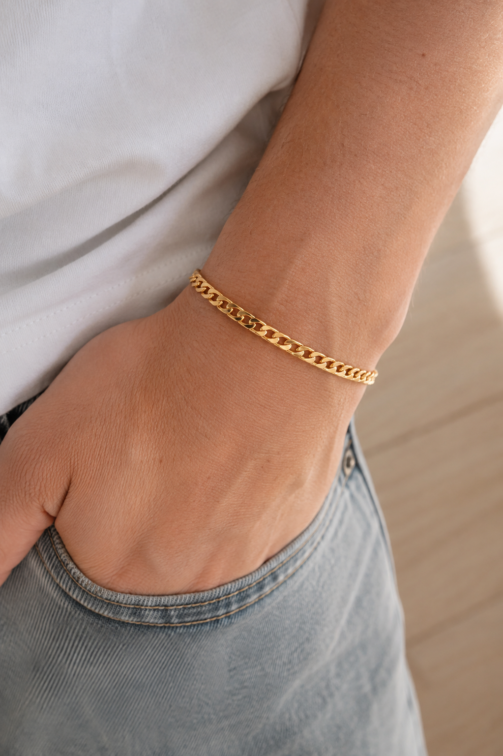 Gold plated chain bracelet for women, gift for her