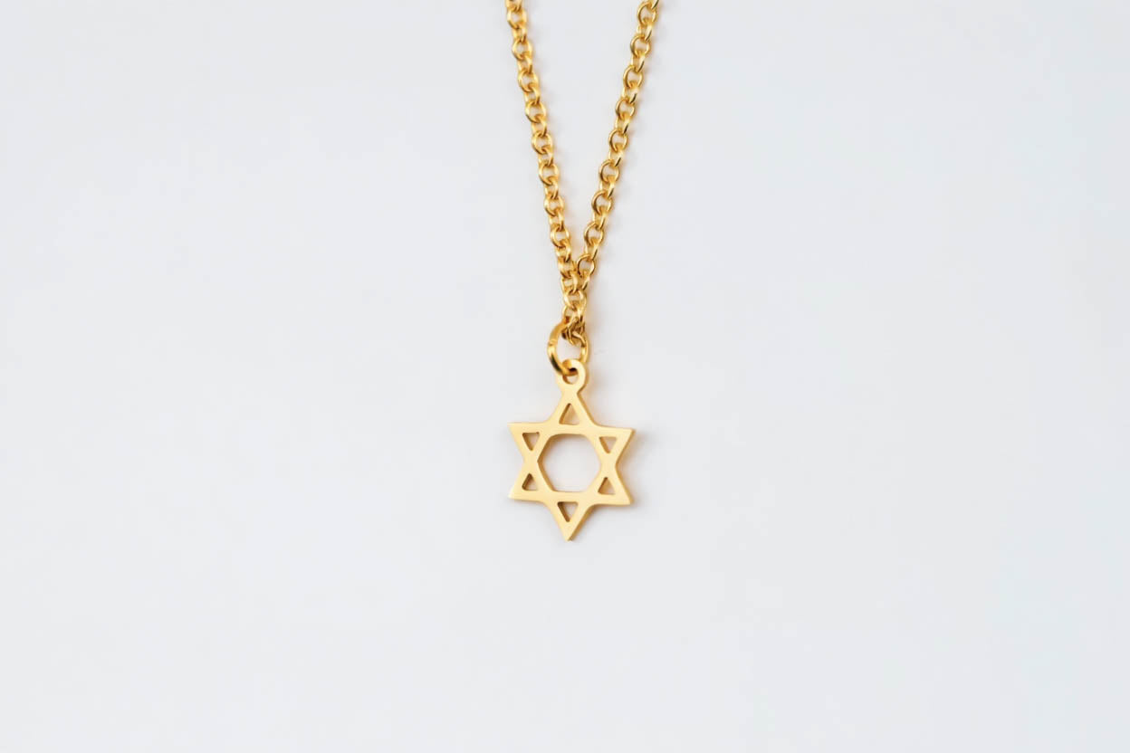 Gold necklace with a Star of David pendant for men