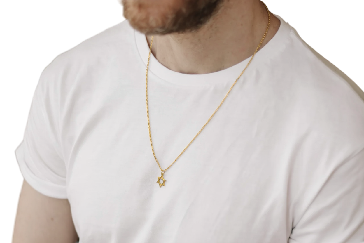 gold Star of David chain necklace for men