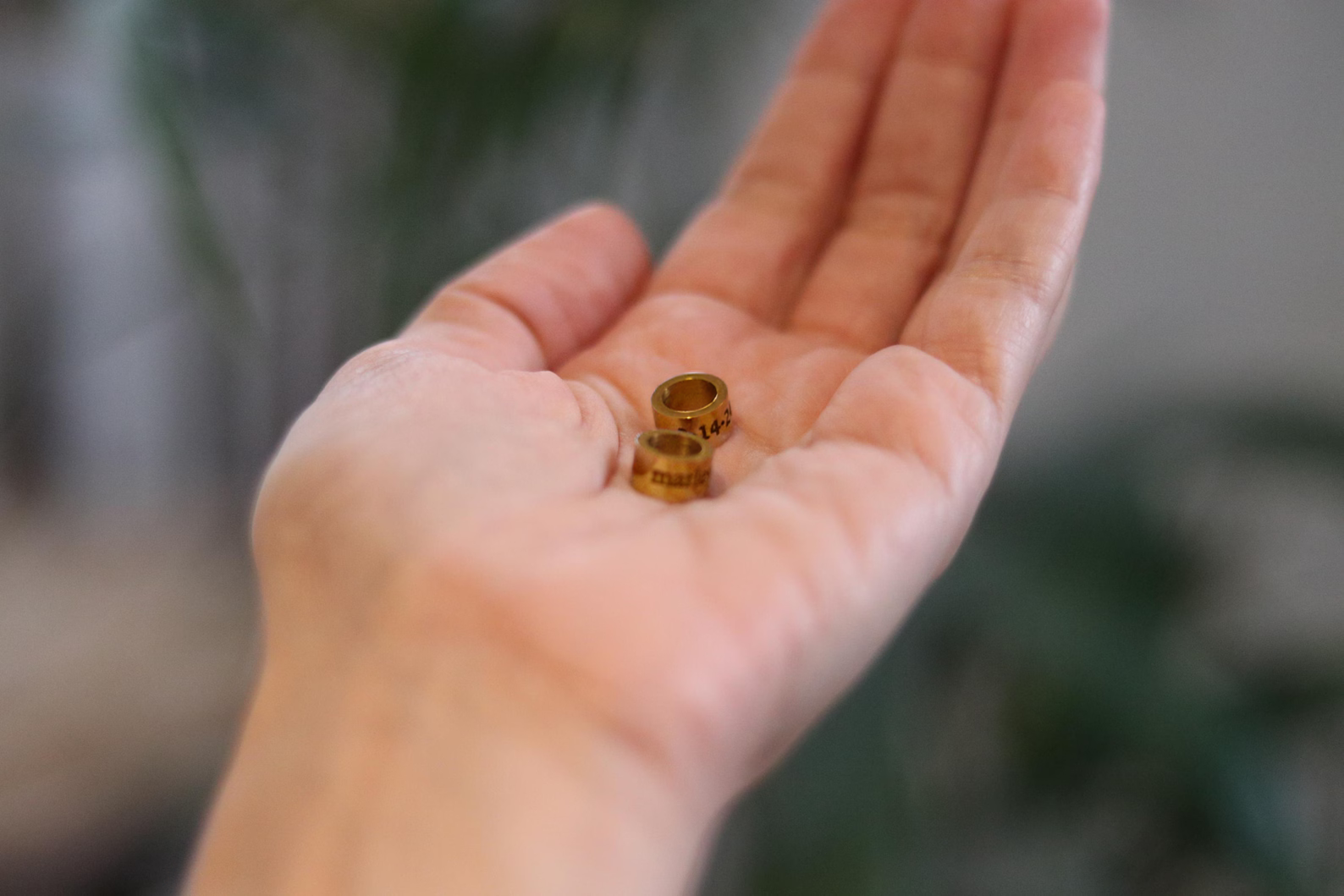 Engraved charm, custom engraved gold tone bead pendant name special date and personal message, personalized initials charm, sentimental gift
