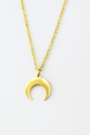 Crescent Moon Necklace for Men Gold Half Moon Pendant Gold Chain, Birthday Gift for Him, Horn Lunar Necklace