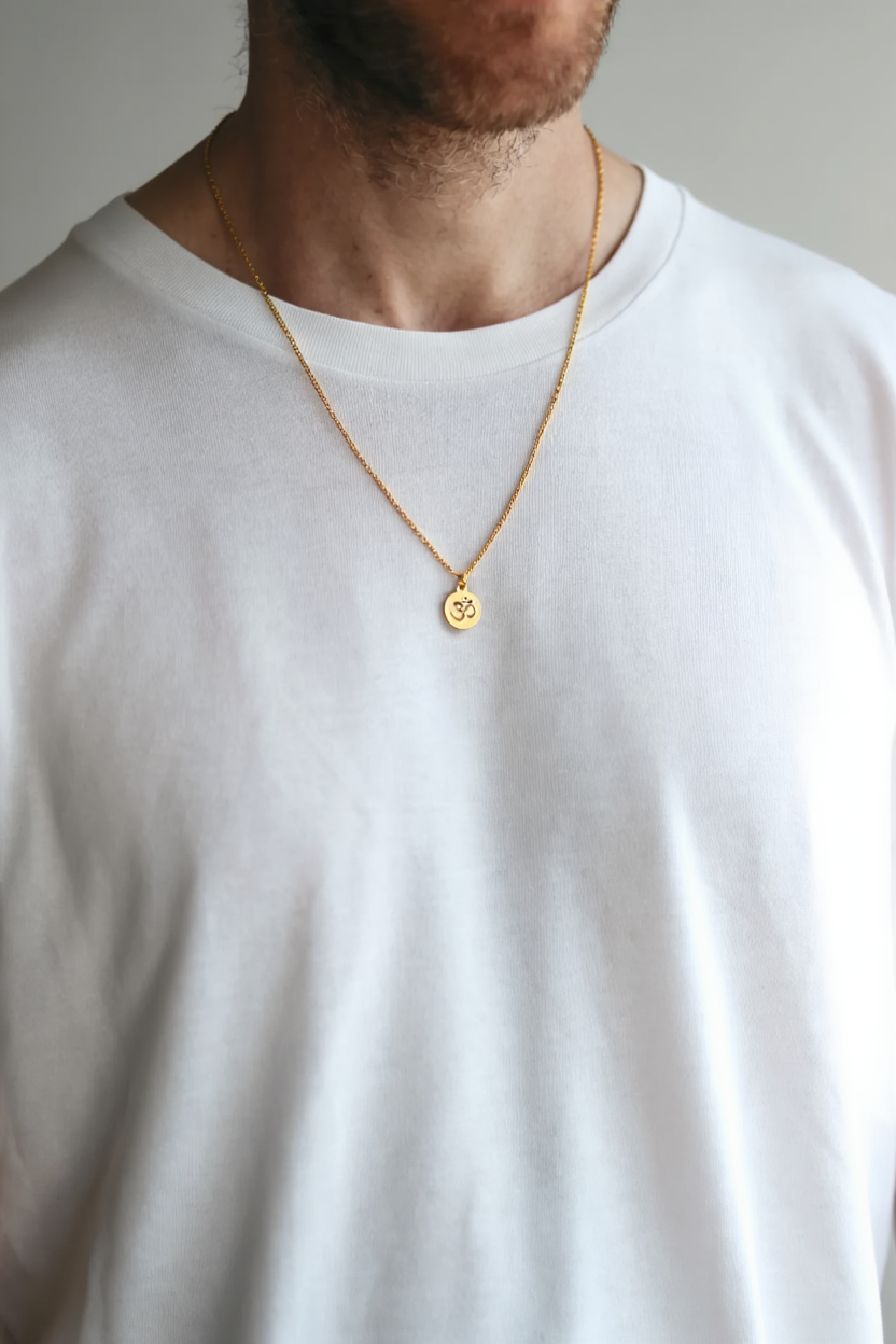 gold om chain necklace for men