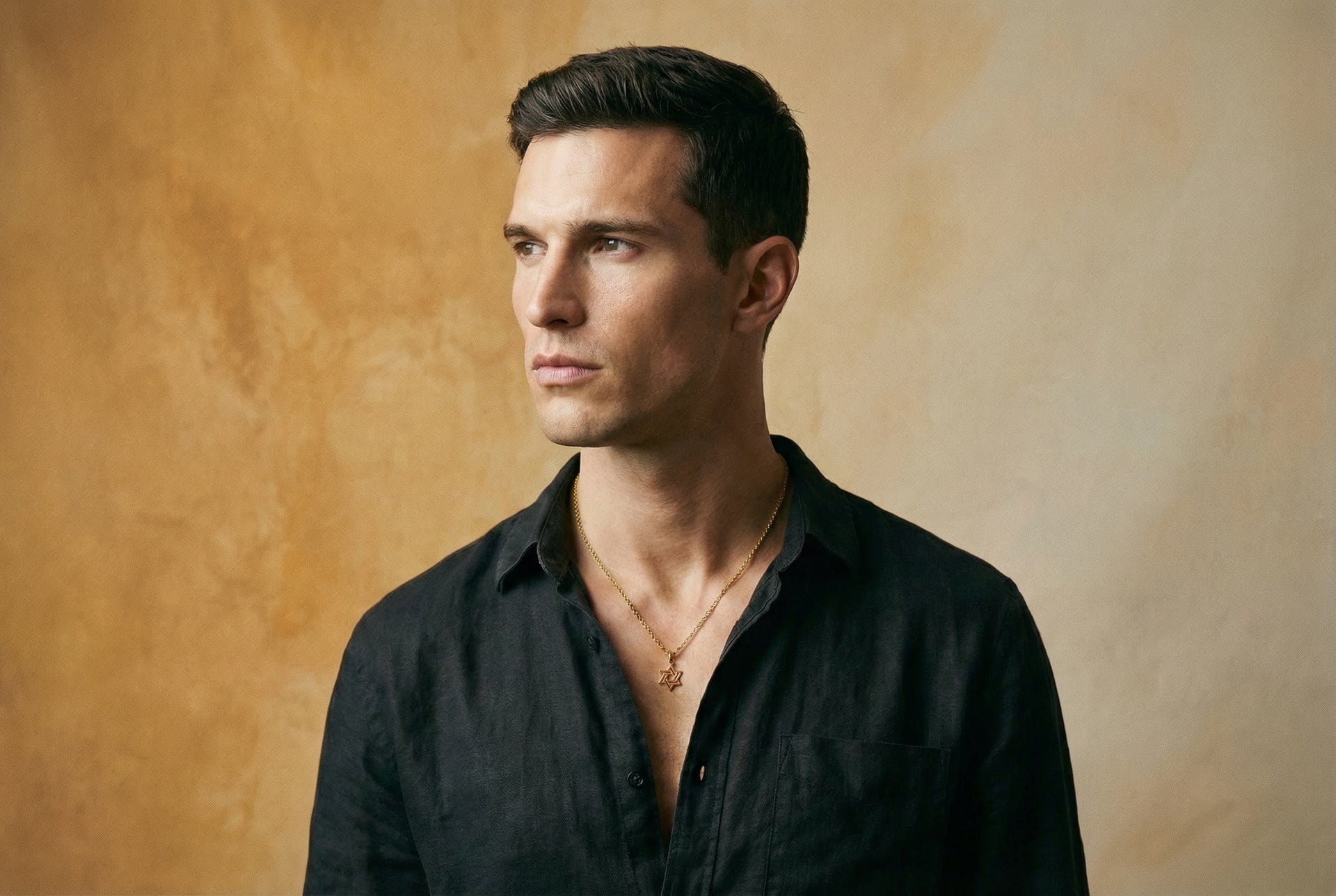 Gold Star of David Necklace For Men Stainless Steel Chain Jewish Gift For Him