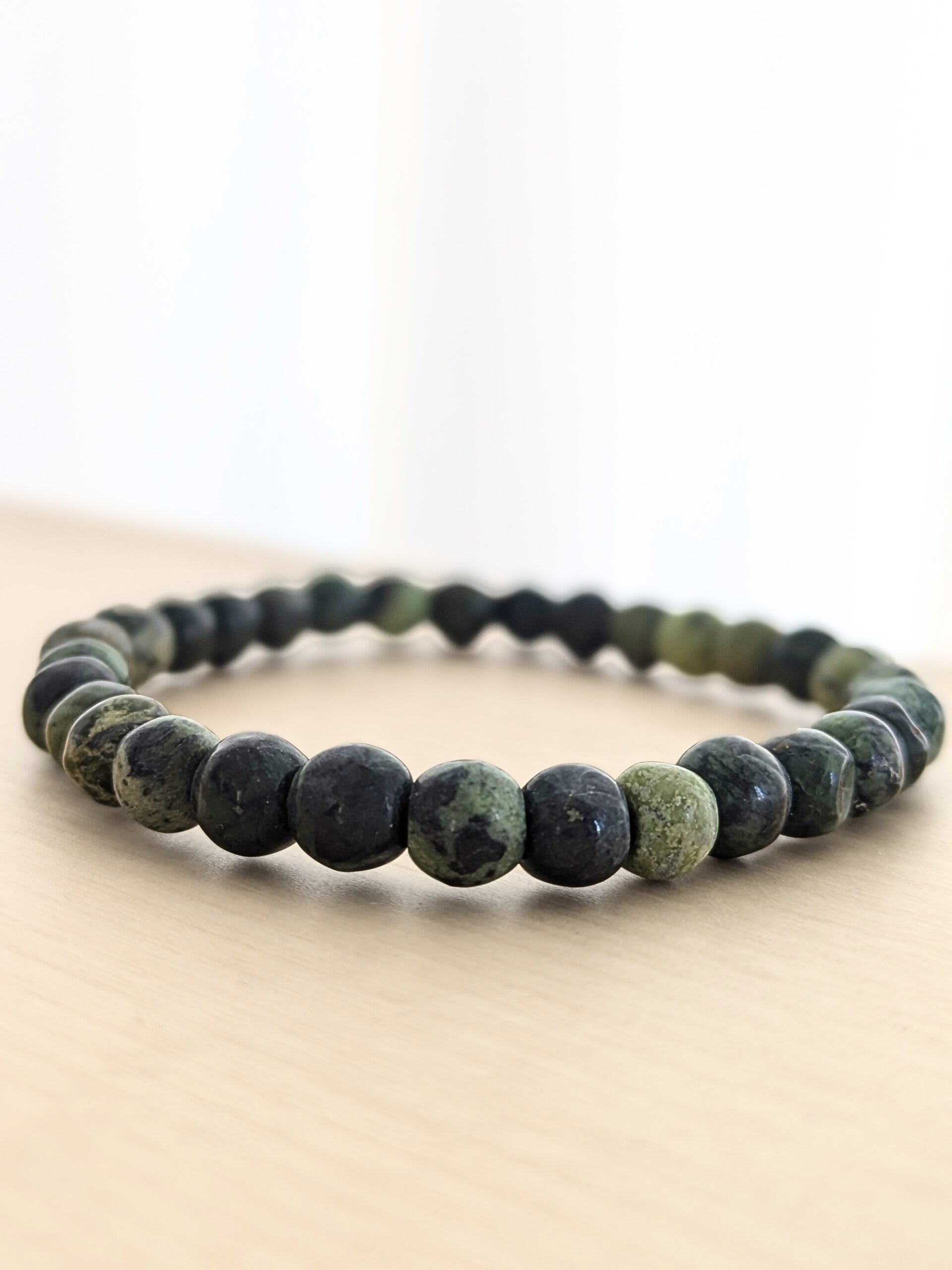 kambaba jasper stone beads bracelet for men green