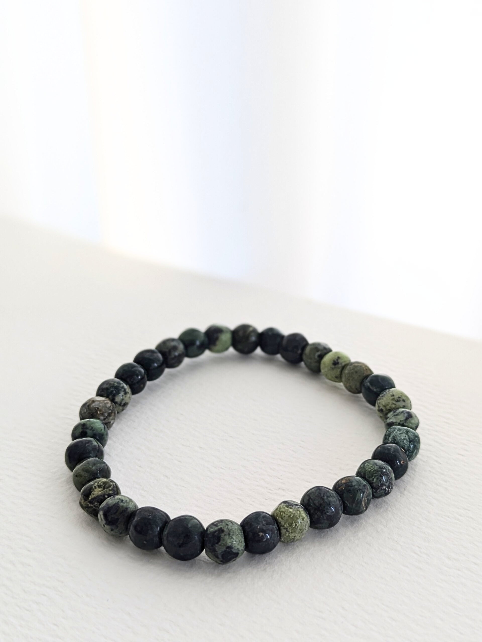kambaba jasper stone beads bracelet for men green