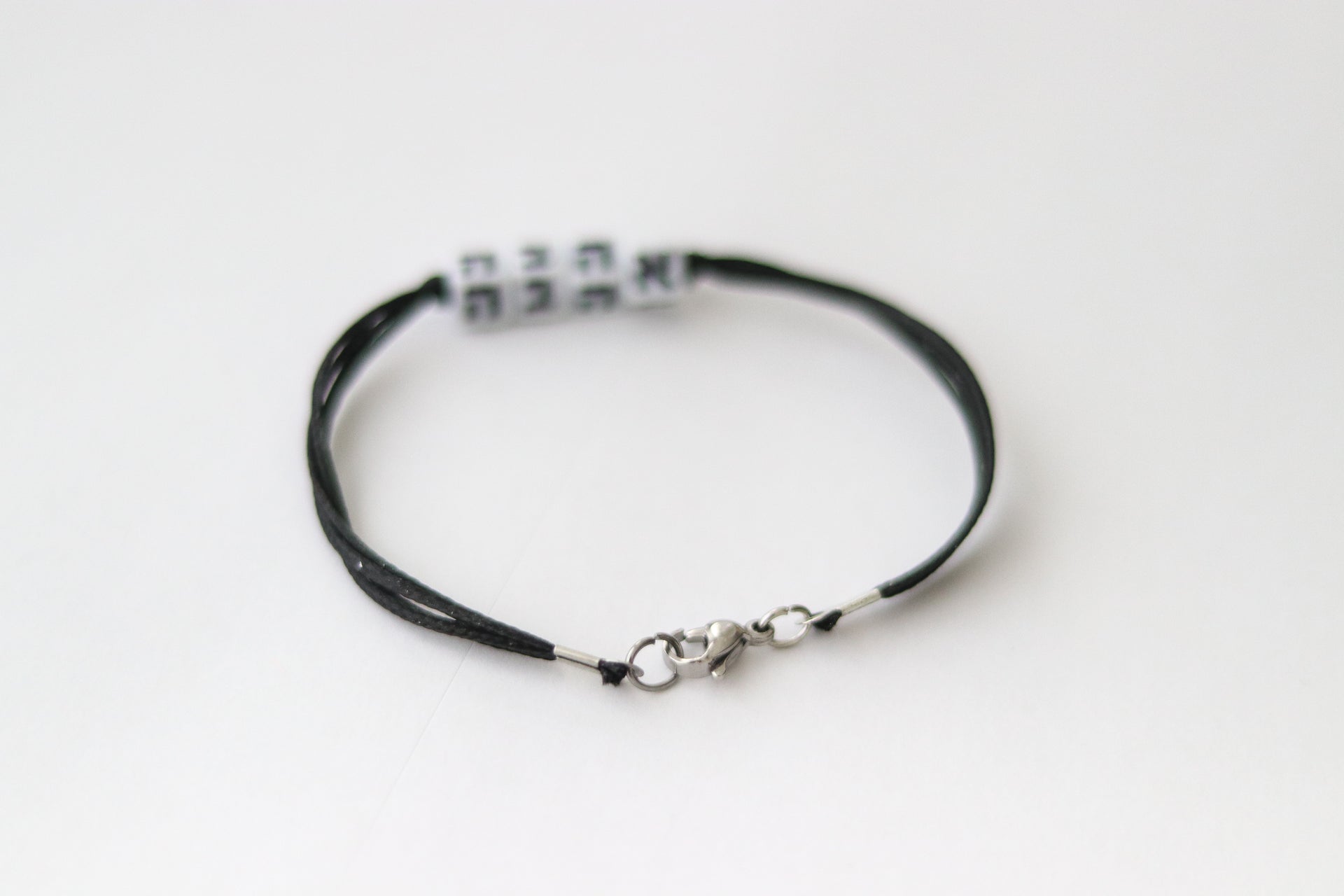 hebrew bracelet for men custom letters black string white beads