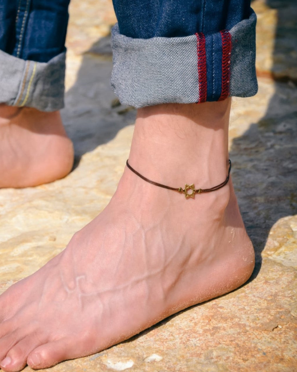 Star of David anklet for men