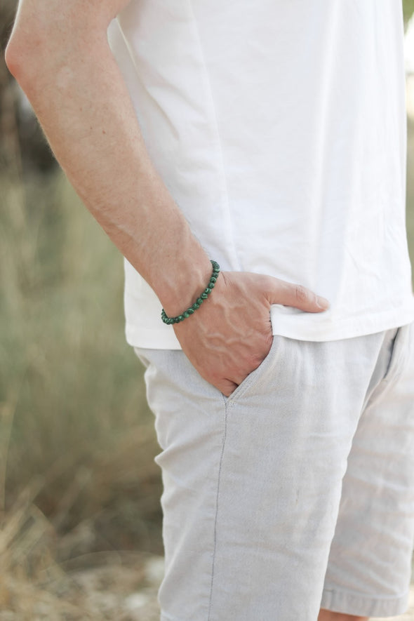 Malachite bracelet for men, green beaded bracelet, Healing stone, men's bracelet protection beads, 6mm beads, stretchable, gift for him, festival jewelry