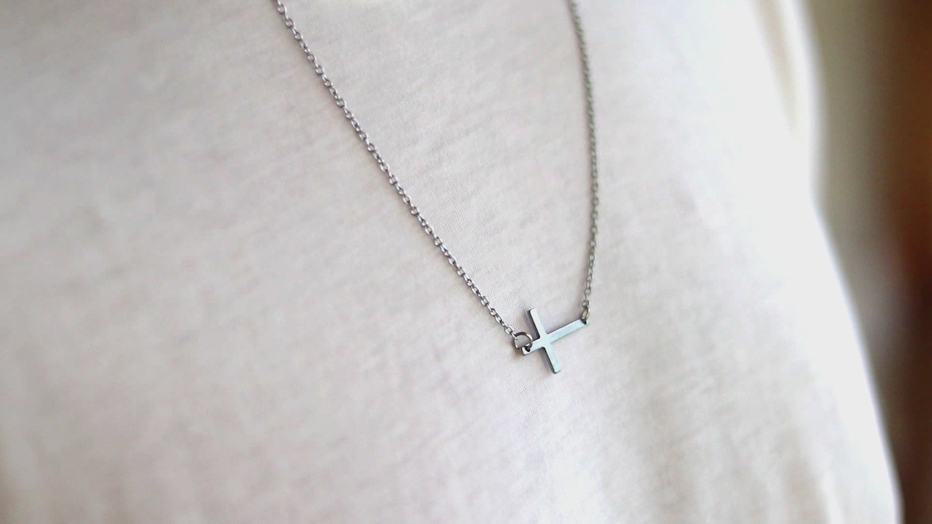 Sideways cross necklace for men