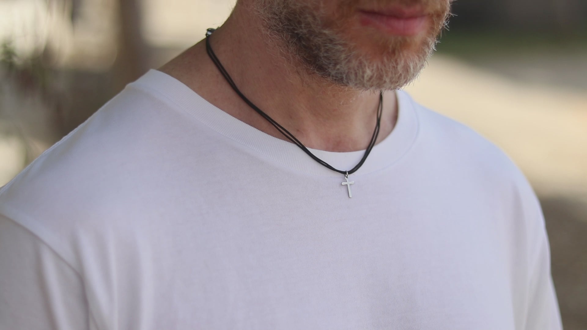 silver cross necklace for men black string
