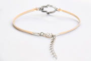 Silver Hamsa bracelet for women, beige cord, spiritual jewelry - shani-adi-jewerly