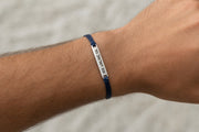 am Israel chai silver blue string bracelet for men Hebrew jewish jewelry