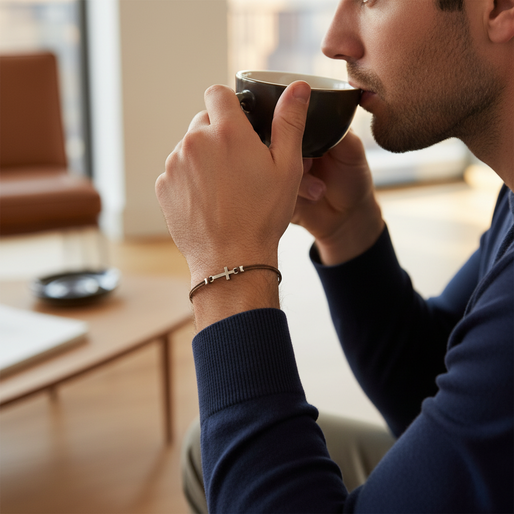 silver cross bracelet for men