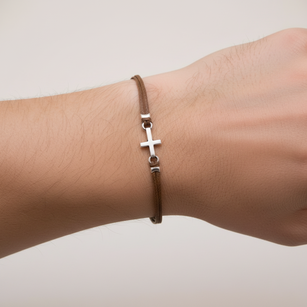 silver cross bracelet for men