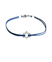 silver star of david bracelet blue shiny