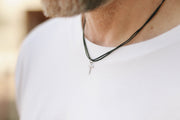 silver cross necklace for men black string
