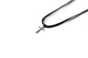 silver cross necklace for men black string