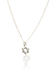 Star of David Necklace for Men Silver Plated David Shield Pendant Chain Necklace Custom Length Jewish Gift