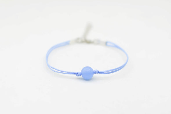 Aquamarine bracelet for women, March birthstone, blue cord, adjustable - shani-adi-jewerly