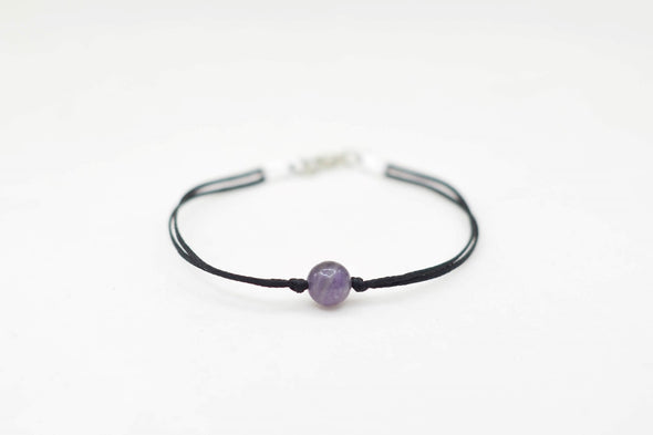 Amethyst bracelet for men, February birthstone, purple cord - shani-adi-jewerly