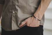 Bracelet for men, silver hexagon charm bracelet for him, black cord - shani-adi-jewerly