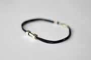 Silver Dumbbell bracelet for men, black cord, weights charms, workout jewelry for him - shani-adi-jewerly